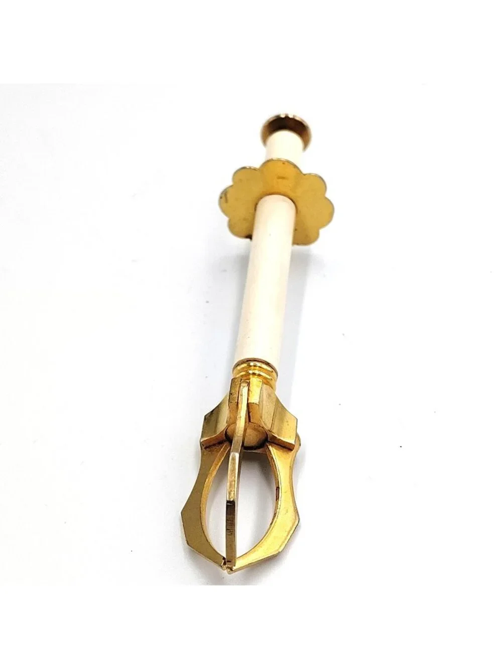 Vintage Mechanical Olive Pickle Server Gold Tone Claw Hors d'Oeuvre Grabber MCM